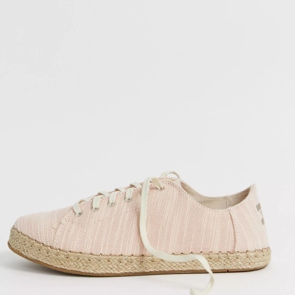 Toms Shoes - Toms Linen Espadrille Pink Lace Up Sneakers Size 6
